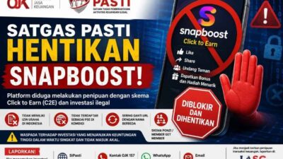 Satgas PASTI Hentikan Snapboost, Masyarakat Diingatkan Waspadai Skema Click to Earn